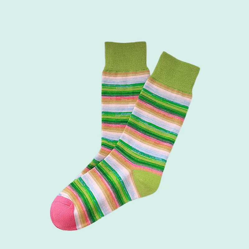 1/3 Pairs Fashion Striped Women's Middle Tube Socks Autumn Winter Women's High Striped SocksJapanese Retro Color Stacked Socks