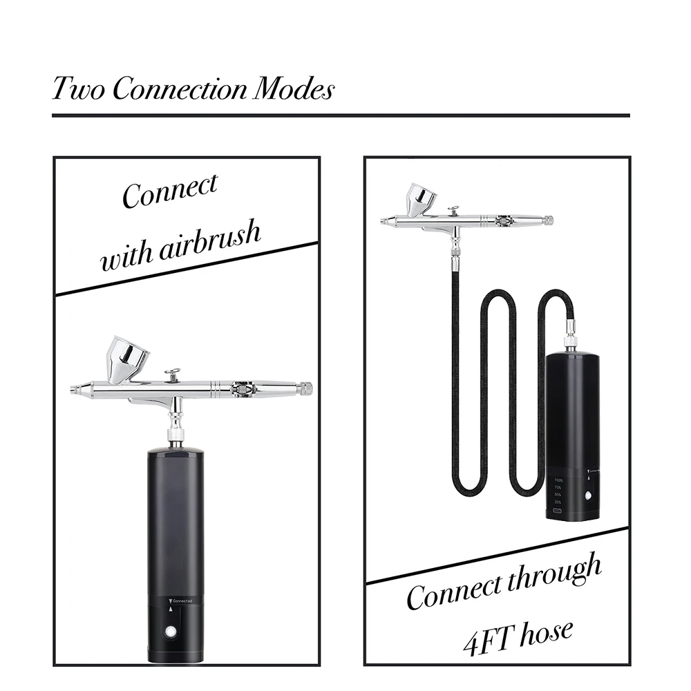 Best Quality Cordless Airbrush Kit with Compressor High Pressure Replace Battery Power Display Regulator Air Brush Spray Gun