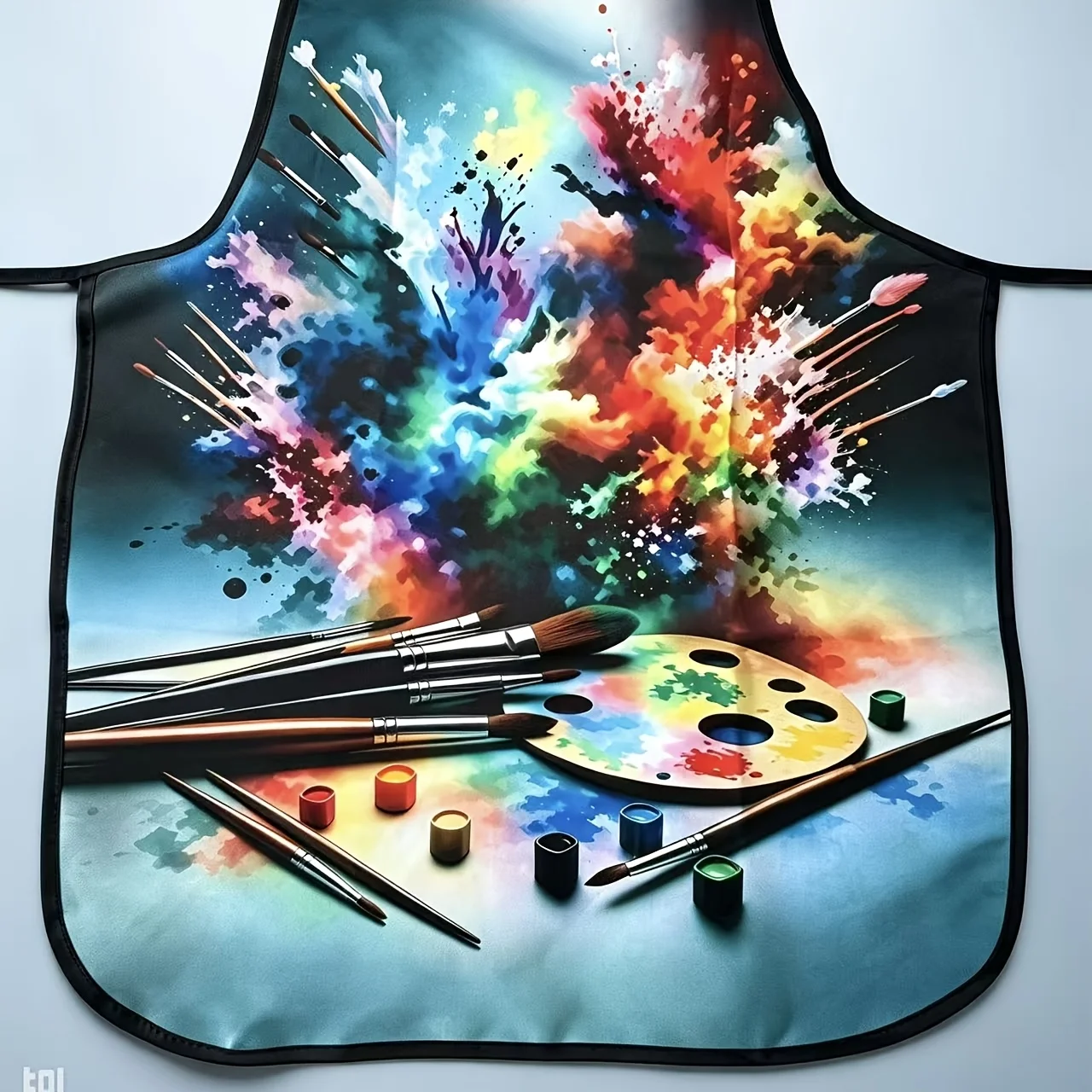 Colorful Paint Splash Apron, Artistic Brush Palette Print Waterproof Kitchen Bib, Creative Painting Chef Gift for Artists