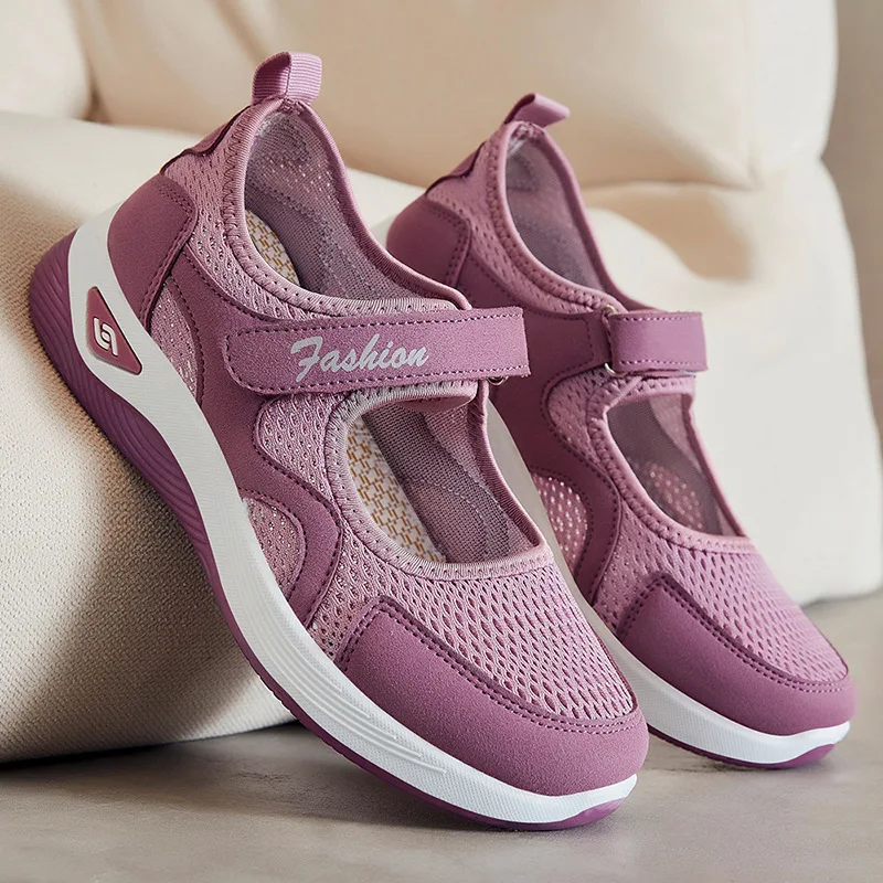 新しい女性のスニーカースライドイン軽量通気性ノンスリップソフト底ウォーキングランニングテニス女性のカジュアルスニーカー