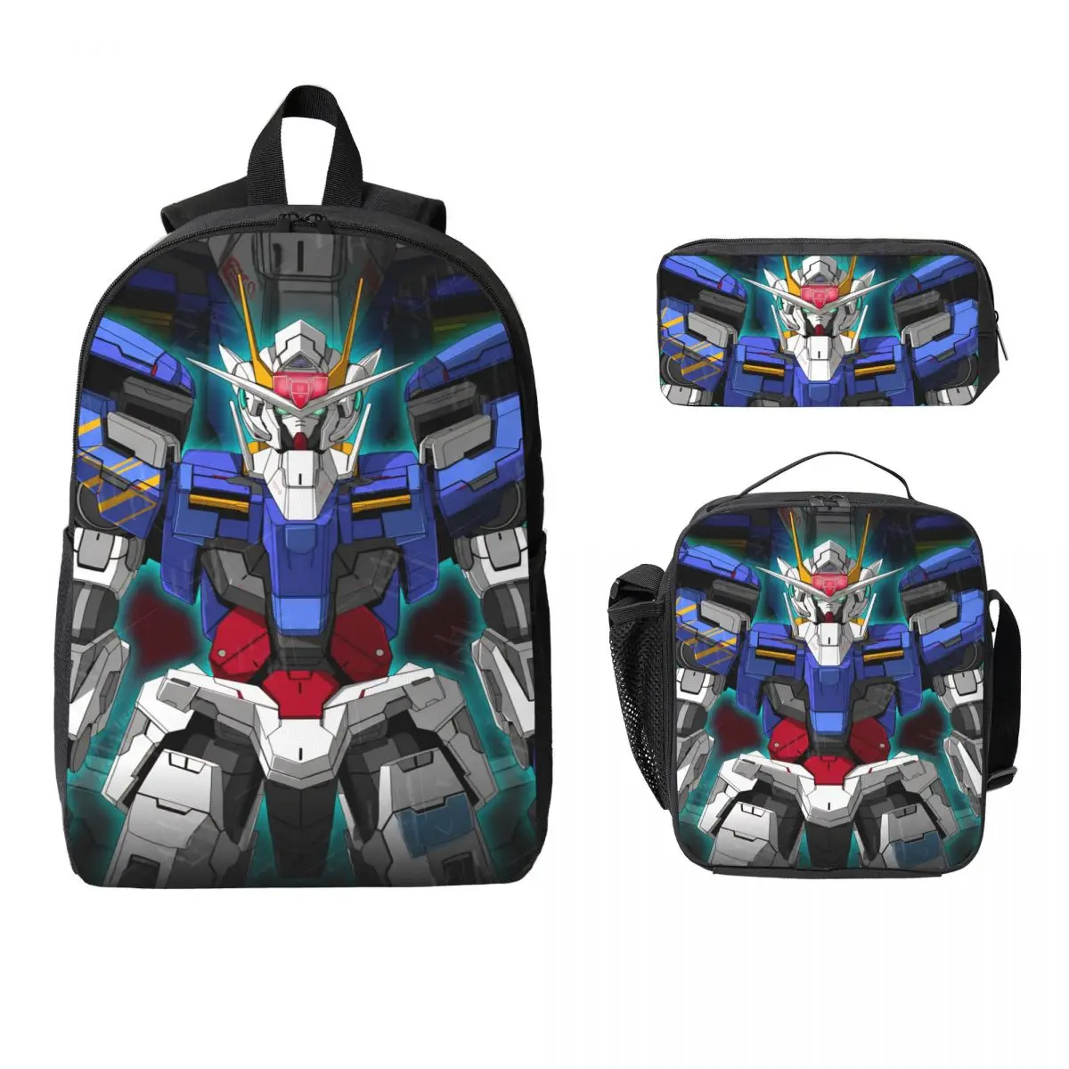 Mobile Suit Gundams  Backpack Lunch Box Pen Bags for Boys Girls Preschool Backpacks Kawaii Schoolbag Bookbag Set
