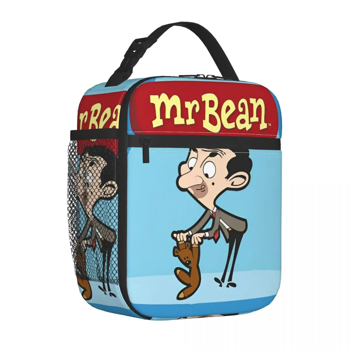 أكياس الغداء المعزولة برسوم كرتونية من Mr Beans، حاوية وجبة كبيرة، حقيبة للحفاظ على البرودة، صندوق غداء للكلية والسفر للفتيات والأولاد