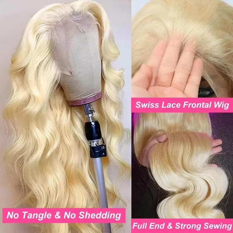 Body Wave 613 Blonde 13x4 Hd Lace Front Human Hair Wigs 220% Density Brazilian Pre Plucked Loose Body Wave 13x4 Lace Frontal Wig image 4