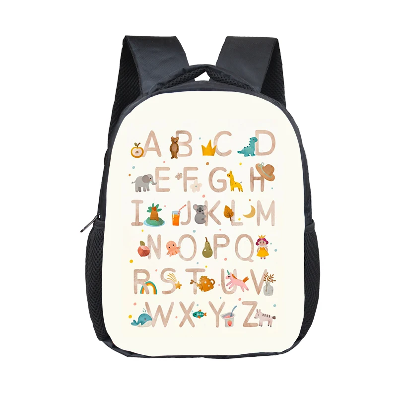 Alphabet 26 Lettres Imprimer Sac À Dos Dessin Animé Animal Cartables pour Enfants Garçons Adolescent A-Z Lettre Maternelle Bookbags Cadeau 16 amaran