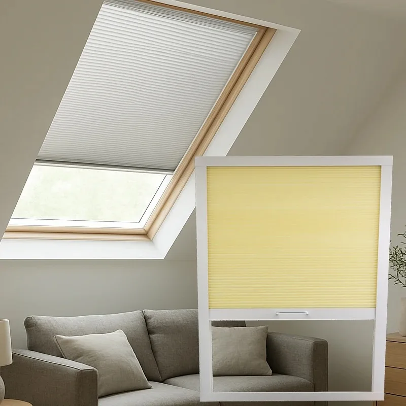 

【Best Selling】Thermal Insulating Roof Window Pleated Shades For Attic Loft Sunrooms Custom Skylight Day Night Cordless Honeycomb