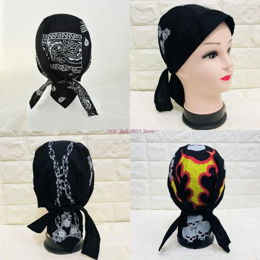 

49ME Outdoor Bandana Adjustable Head Wrap Hip Hop Skull Print Motorcycle Beanie Helmet Cap Liner Pirate Headscarf