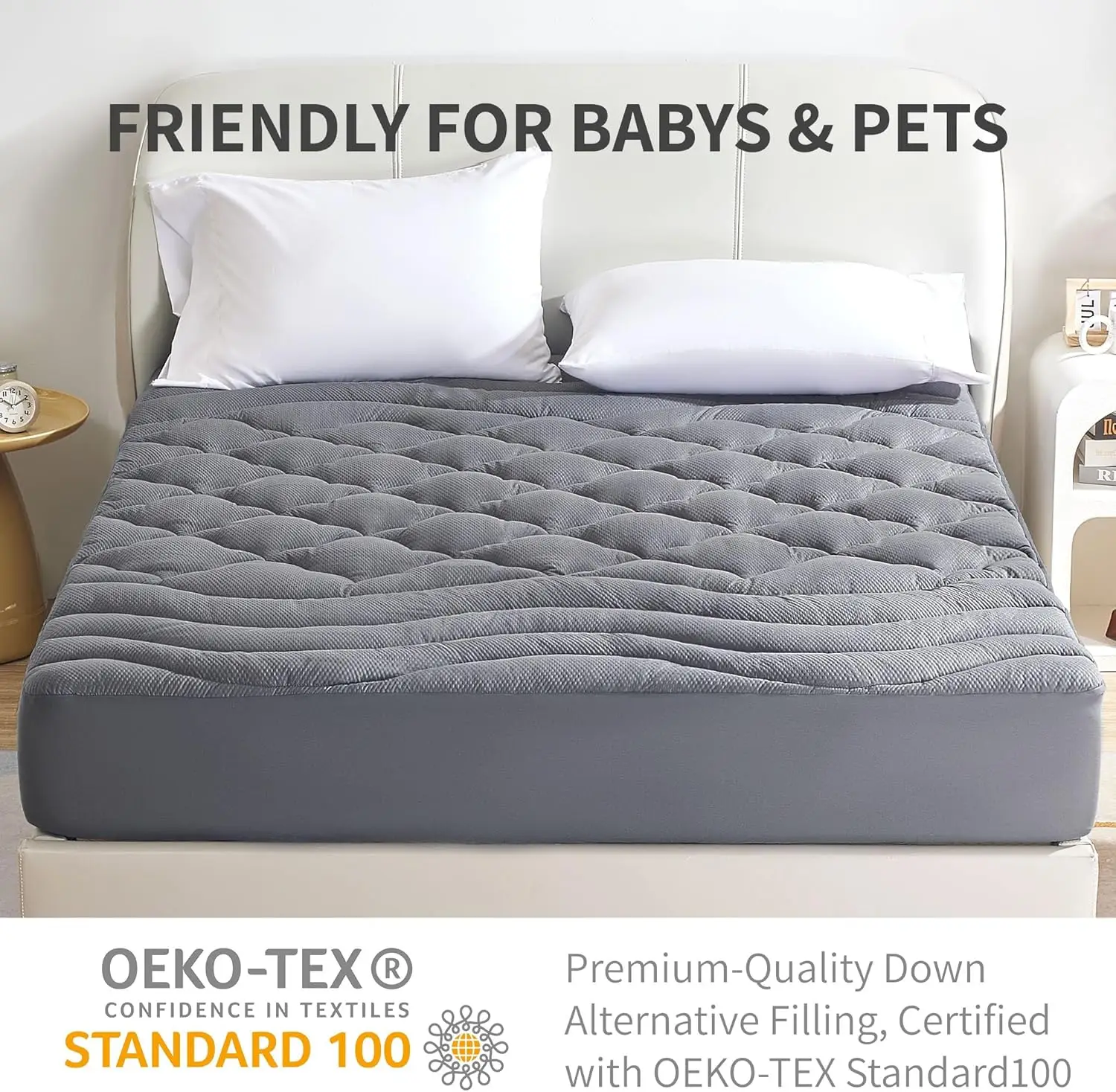 

Waterproof Mattress Pad - Cooling Mattress Cover, Soft Quilted Mattress Protector, Thick Breathable Noiseless Mattress Topper,