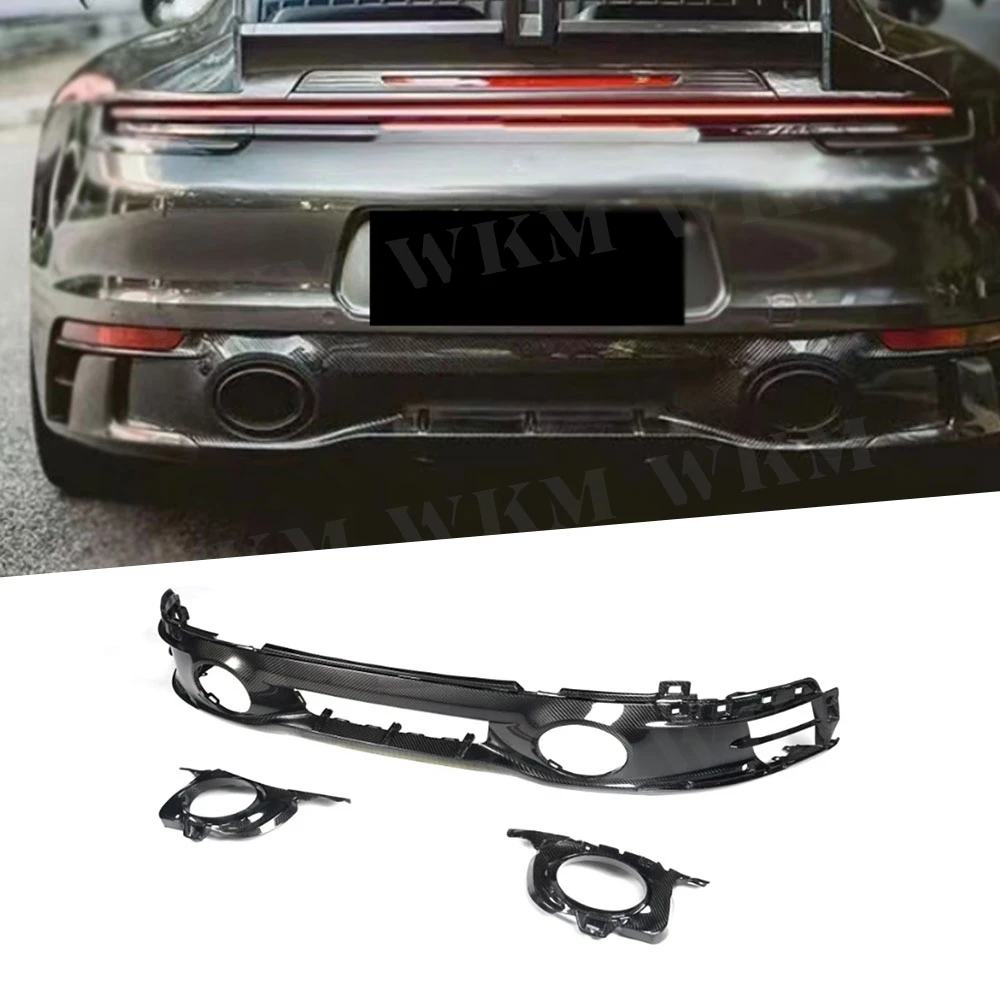 

For Porsche 911 Carrera 4S Sport Dry Carbon Fiber Rear Lip Diffuser Spoiler Splitters Car Bumper Guard FRP 2019-2023 Bodykit