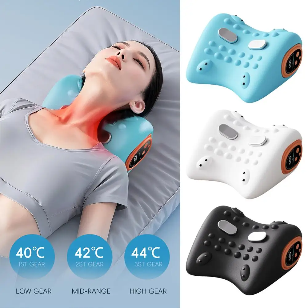 Elektrische Nek Massager Puls Cervicale Wervelkolom Kussen Tractie Relax Schouder Cervicale Massage Warmte Wervelkolom Correctie Nek Stre L7Q3