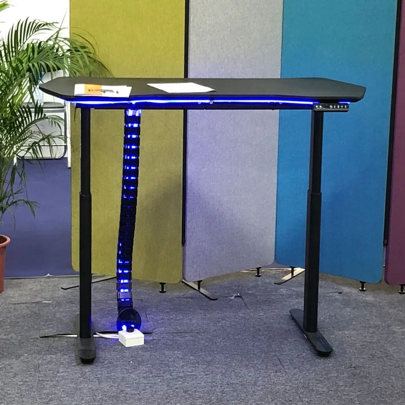 2022 New Style Ergonomic Height Adjustable Standing Table Gaming Desk with LED Light