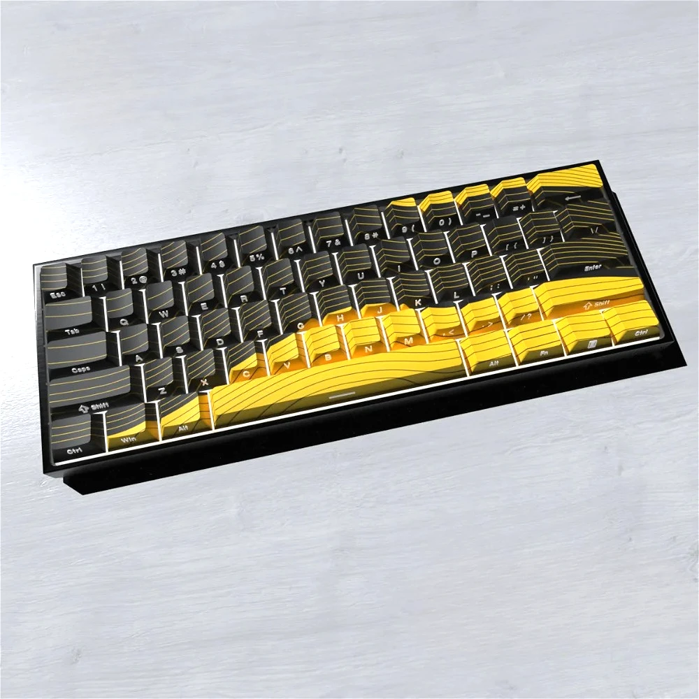 Contour Black Gold Side-engraved Translucent Keycaps for 74-key PBT Cherry Adapted To MX Switch 60 61 68 Mechanical Keyboards.