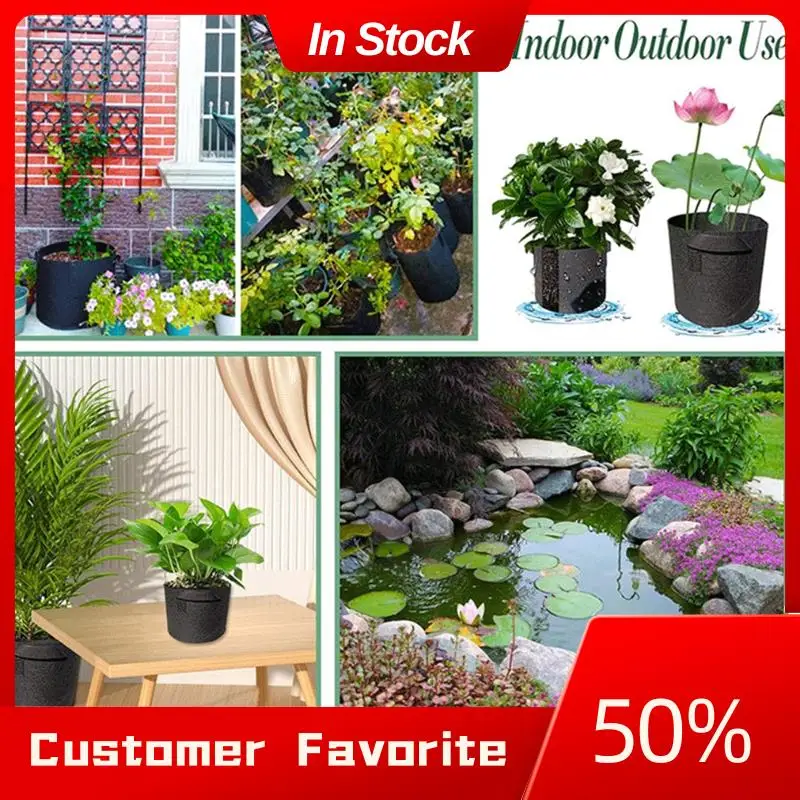 AT03 Tapa para plantas acuáticas, patatas, zanahorias, cebollas, cestas para plantas de estanque de flores, bolsas reutilizables para respirar duraderas de 2 galones