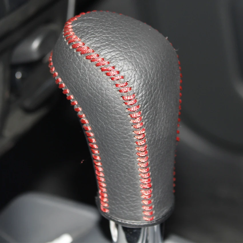 Black Genuine Leather Soft Hand-stitched Car Gear Shift Knob Covers for Suzuki Jimny Swift Grand Vitara Automatic