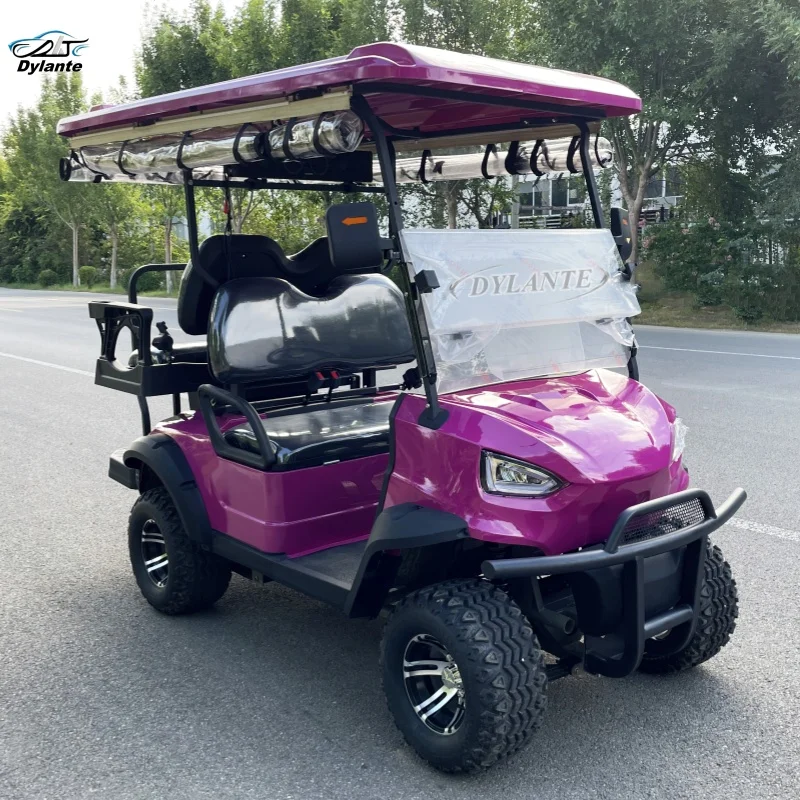 Carrello da golf elettrico Mountain Forest Road City 4KW 60V 105ah Pneumatico largo 14 pollici Fuoristrada Auto da caccia elettrica Pannello solare alimentato