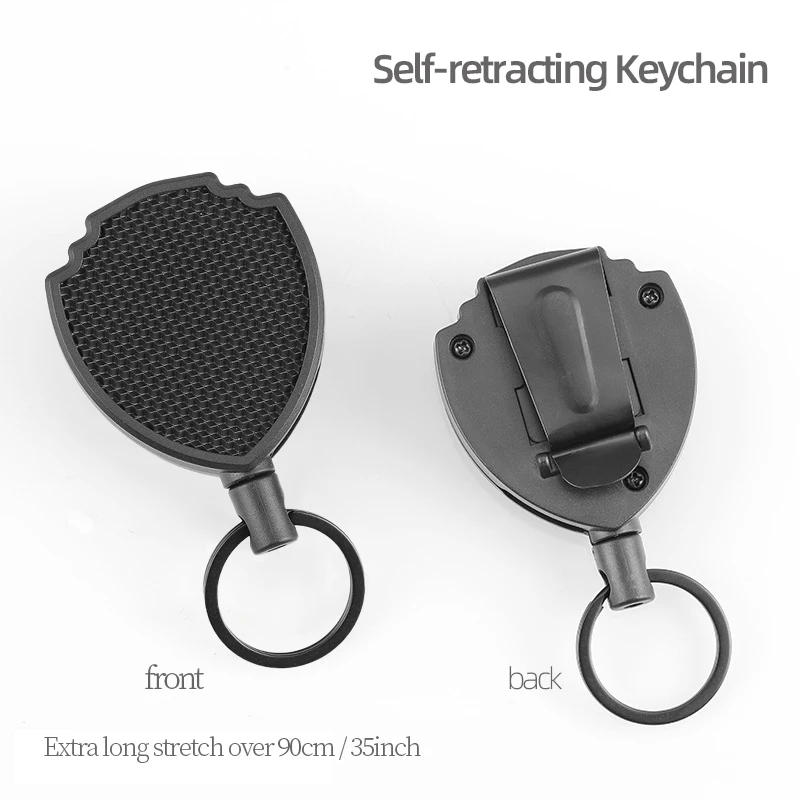 Self Retractable ID Badge Key Holder Reel Carabiner Outdoor Police Style Chain Keychain Holds Multiple Tools