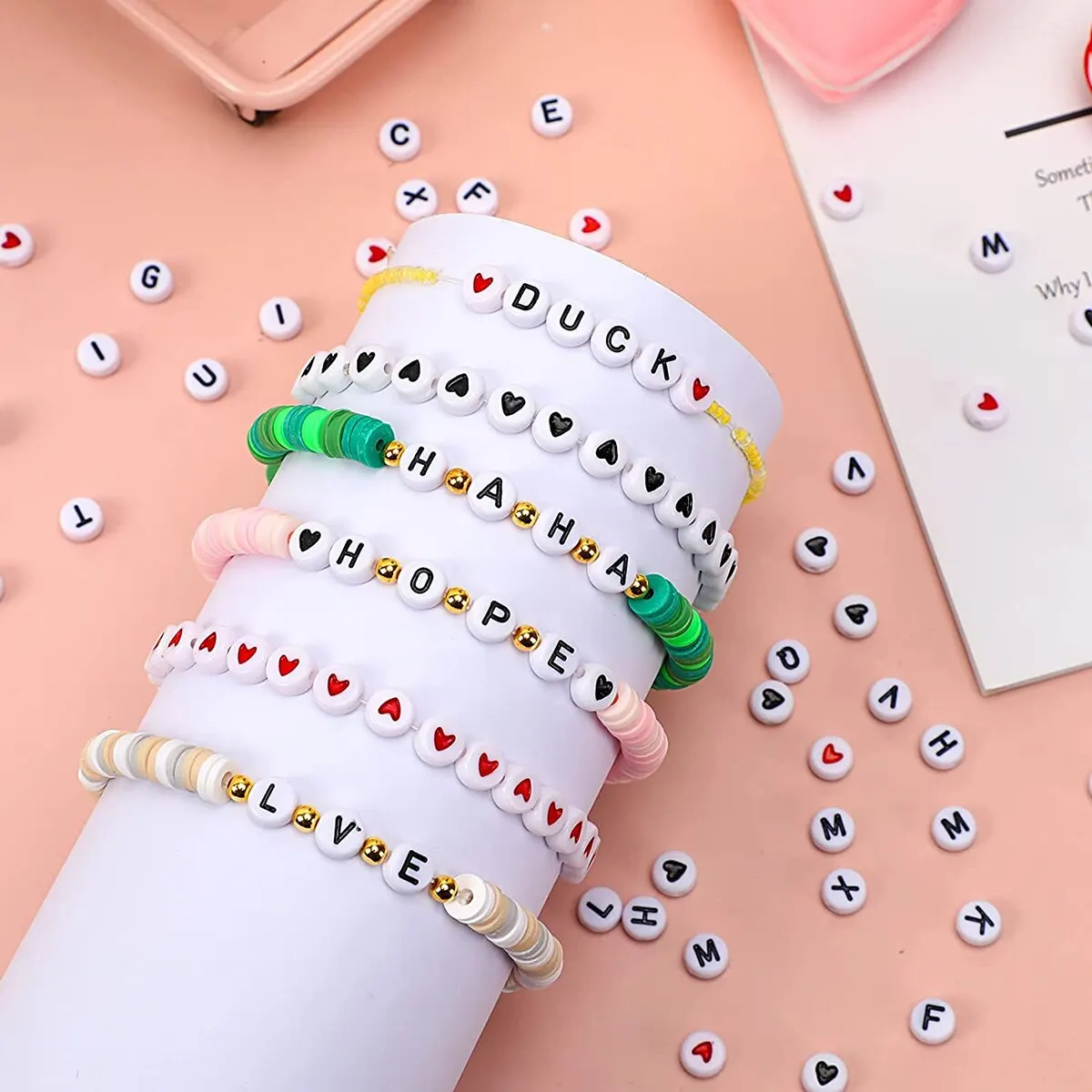 200 قطعة الاكريليك جولة الإنجليزية إلكتروني الخرز فضفاض الخرز سلسلة الخرز سوار ذاتي الصنع قلادة مجوهرات اكسسوارات #6