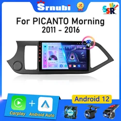 Srnubi-rádio do carro para Kia Picanto Morning 2 2011-2016, Android 12 reprodutor multimídia, 2 Din Carplay, estéreo, unidade principal de DVD, GPS