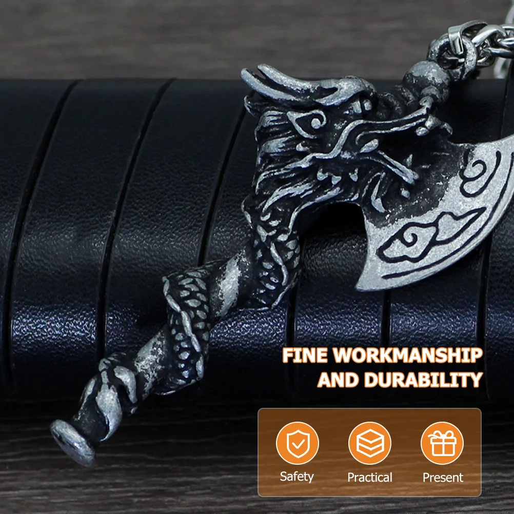 

Axe Dragon Pendant Necklace Stylish Men Jewelry Chic Clavicle Personality Neckwear Durable Alloy Material