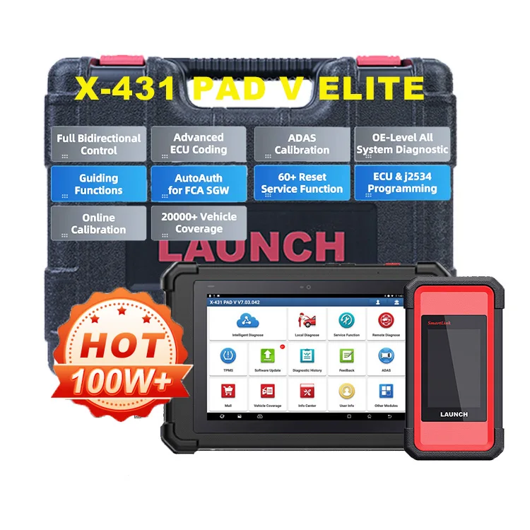 LAUNCH X431 PAD V 10.1' Inch Full Systems Diagnostic Tool 2 Years free Update Smart Box 30+ Special Reset X-431 Auto Scanner