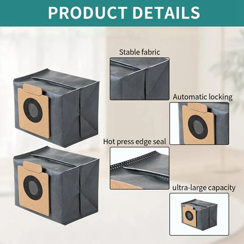 4PCS ฝุ่นสําหรับ Eufy Clean X8 Pro Self-Empty Station หุ่นยนต์สูญญากาศทําความสะอาดอะไหล่ทดแทนถุงขยะ