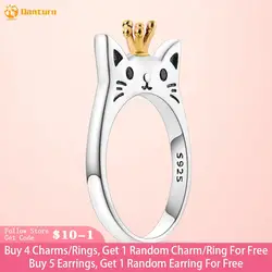 Danturn 925 Sterling Silver Ring Cat Ring Women Rings Engagement Rings