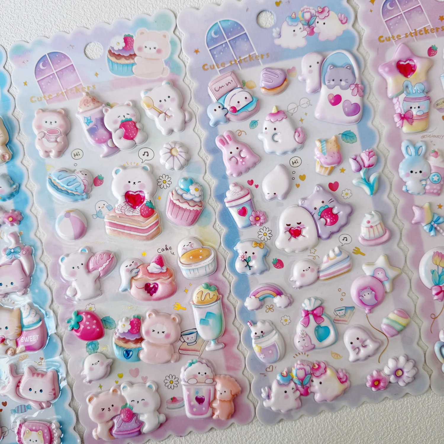 1 pz/4 pz Cartoon Dolci Animali Coniglio Gatti 3D Puffy Adesivi Journaling FAI DA TE Diario di Cancelleria Adesivo Decor Materiale Scolastico