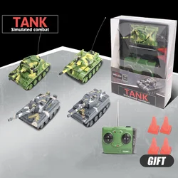 led light 4-CH 1:64 mini remote control tank RC car simulation combat tank model educational toy children gift