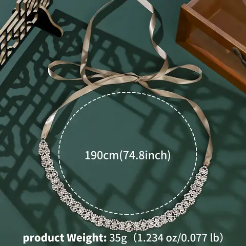 Roséguld Strass Bröllopsbälte Kristall Bröllopsbälten Satin Bröllopsaccessoarer Brudbandsbälten 10 best sales strassbälten för aftonklänningar - №2