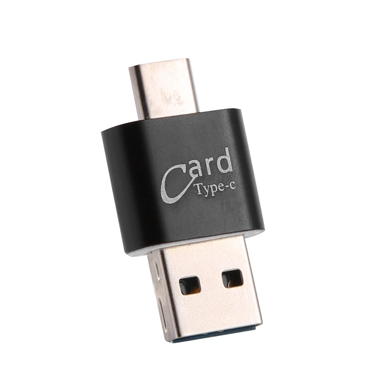 เครื่องอ่านการ์ดอะลูมิเนียม USB Type C OTG Micro-sd/tf อะแดปเตอร์เครื่องอ่านการ์ดการ์ดความจำภายนอกสำหรับคอมพิวเตอร์โทรศัพท์มือถือ (สีดำ)