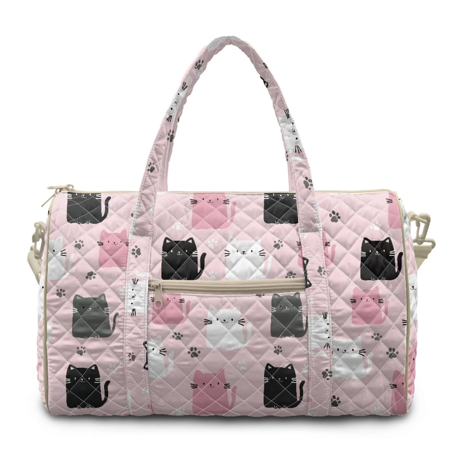 Coloranimal Cute Cat Print New Trend Quilted Travel Duffels for Women Portable Carry On Tote