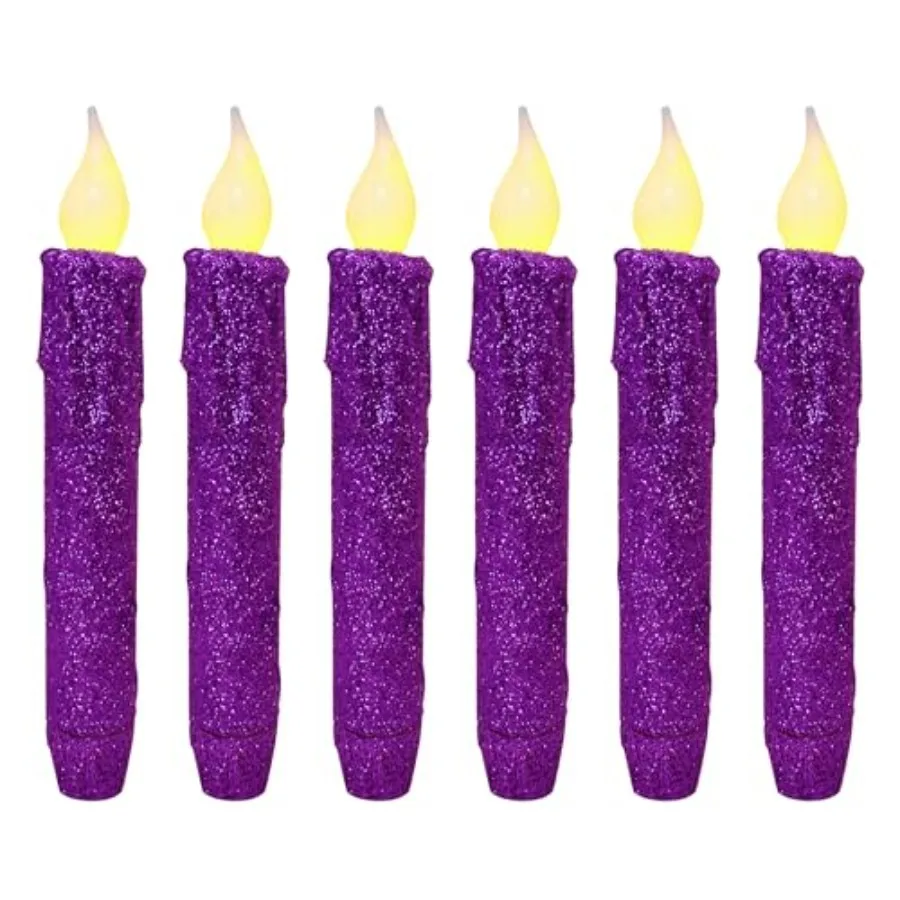 

Glitter Flameless Candles Flickering Battery Operated LED Taper Candles with Timer for Home, Wedding, Halloween, Christmas Deco