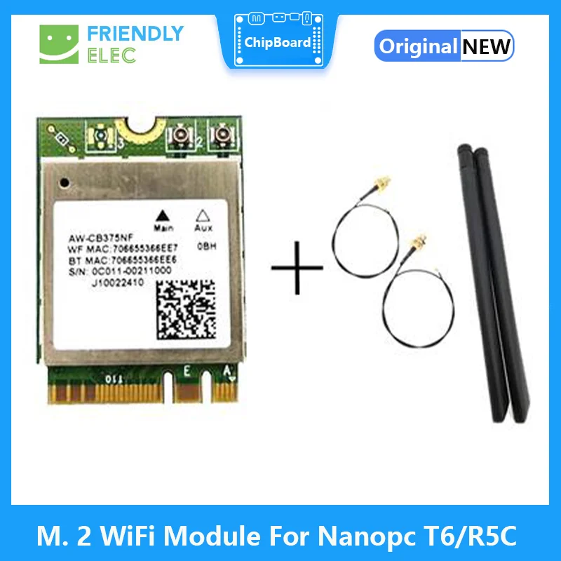 M. 2 WiFi Module For Nanopc T6/ NanoPi R5C With Dual Band 2.4G+5G Bluetooth 5.0