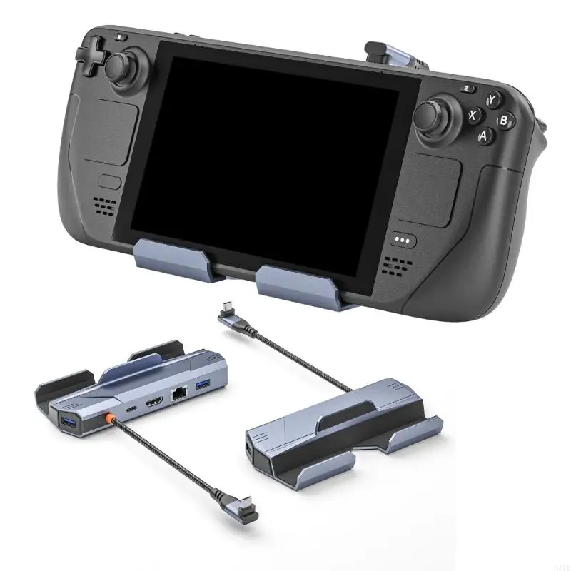 H37B 6 en 1 Los centros estación acoplamiento para Steamdeck y ROG con USB A USB C 4K HDMI2.0 y puerto Gigabit