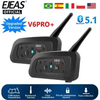 EJEAS 1/2 Uds tipo C V6 Pro Moto intercomunicador Bluetooth casco auriculares motocicleta interfono Walkie Talkie para 6 conductores