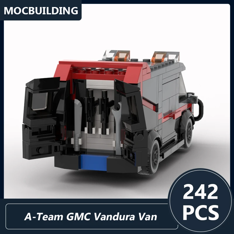 A-team gmc vandura van-ビルディングブロック,DIYビルディングブロック,組み立てレンガ,自動車,教育用ディスプレイおもちゃ,クリスマスプレゼント,242個