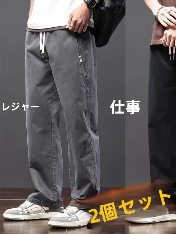 

Loose Fit Workwear Trousers for Men Summer Thin American Retro Elastic Waist Casual Pants Wear Resistant Long Pants for Daily...