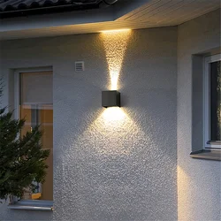 Modern Outdoor Wall Sconce Adjustable Up Down Aluminum Wall Light Fixture Courtyard Stair Garden Square Black Porch Wall Lamp