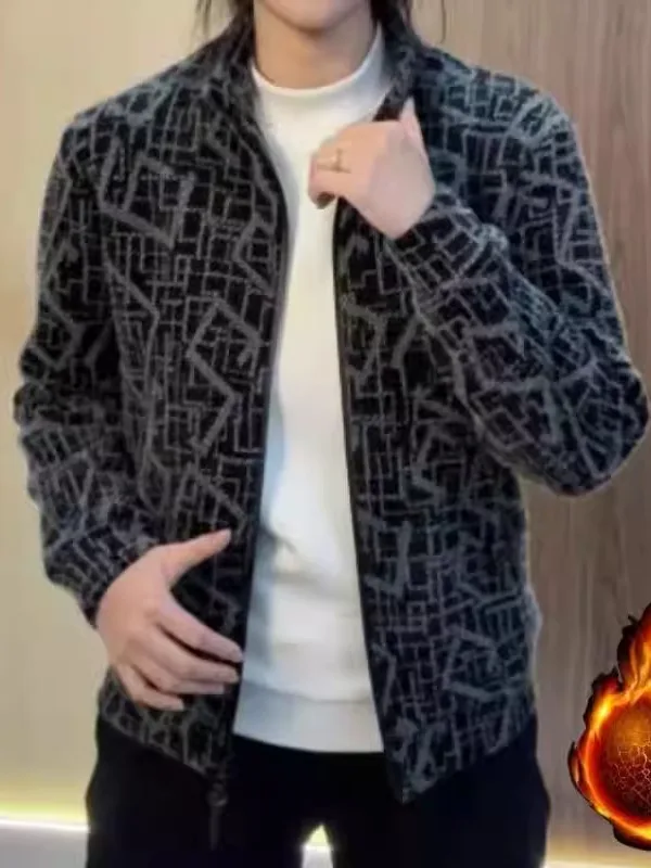 

Men's Winter Fce Lined Stand Collar Jaet Casual Iron Free Warm Outerwear Lightweight Diamond Patterned Top Faionable U...