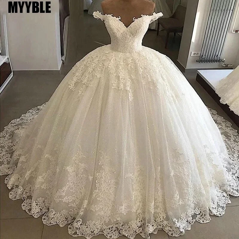 

MYYBLE Vintage Vestidos De Novia Casamento 2025 Bridal Gowns Ball Gown Lace Applique Wedding Dress Robe De Mariee Trouwjurk