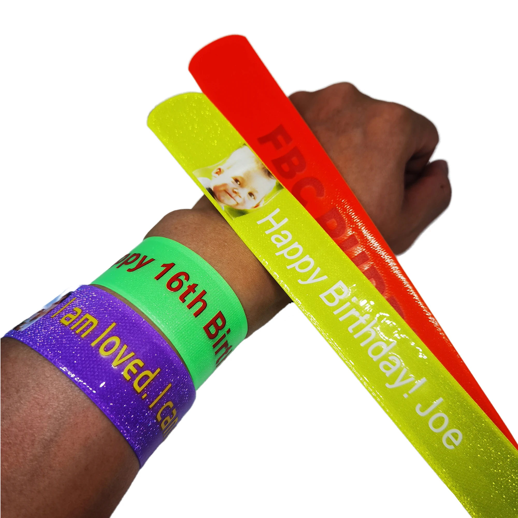 18Pcs Custom Slap Bracelets Personalized Bracelets Snap Bands for Party Favors, Birthday, Classroom Rewards, Events