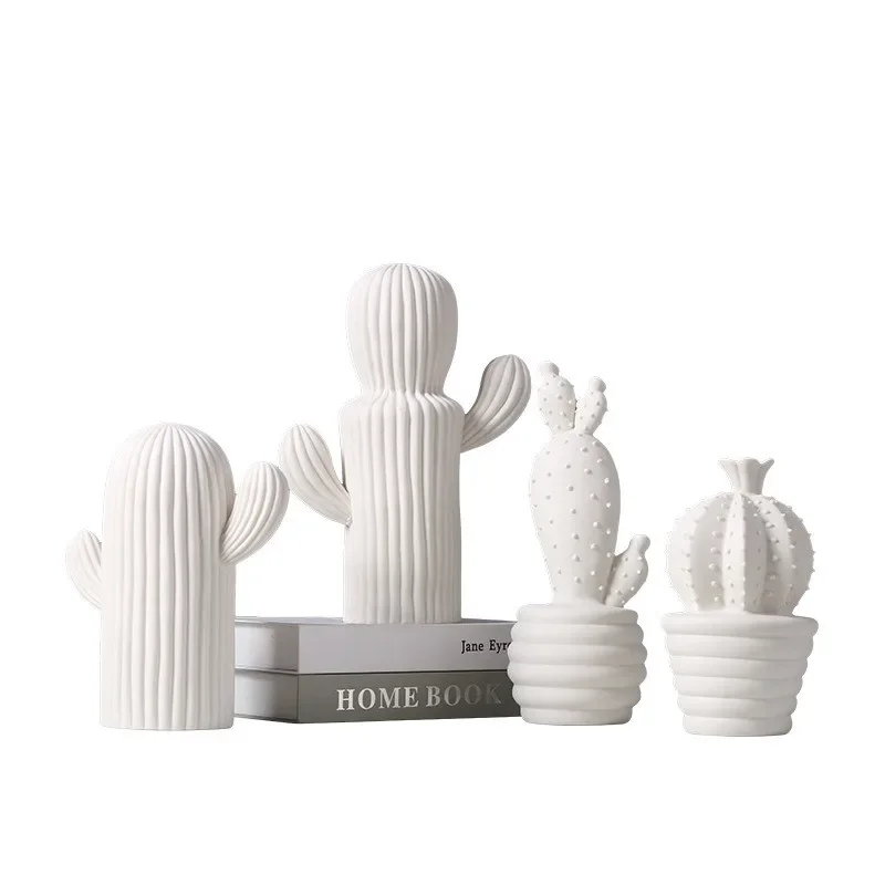 [Novo] estilo nórdico cerâmica artesanato cactus decorações de mesa minimalismo acessórios de decoração para sala de estar estudo ornamento