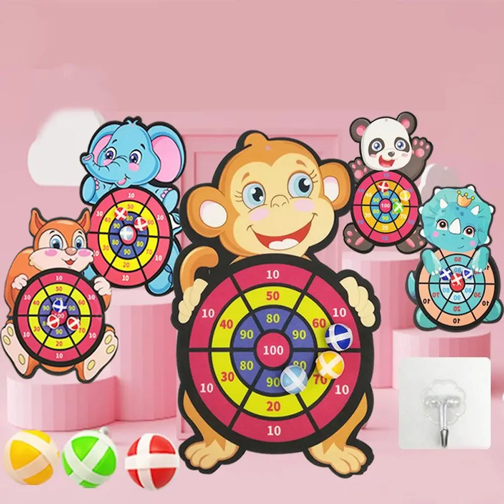 Animais dos desenhos animados jogar dardos pano festa educacional ao ar livre bola pegajosa brinquedos alvo jogo de esportes dardo jogo de tabuleiro crianças presente