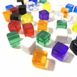 Juego de bloques de cubos de colores transparentes, dados D6 en blanco, pieza de ajedrez con tamiz de ángulo recto para juegos de mesa de rompecabezas, 10mm, 50 unids/set