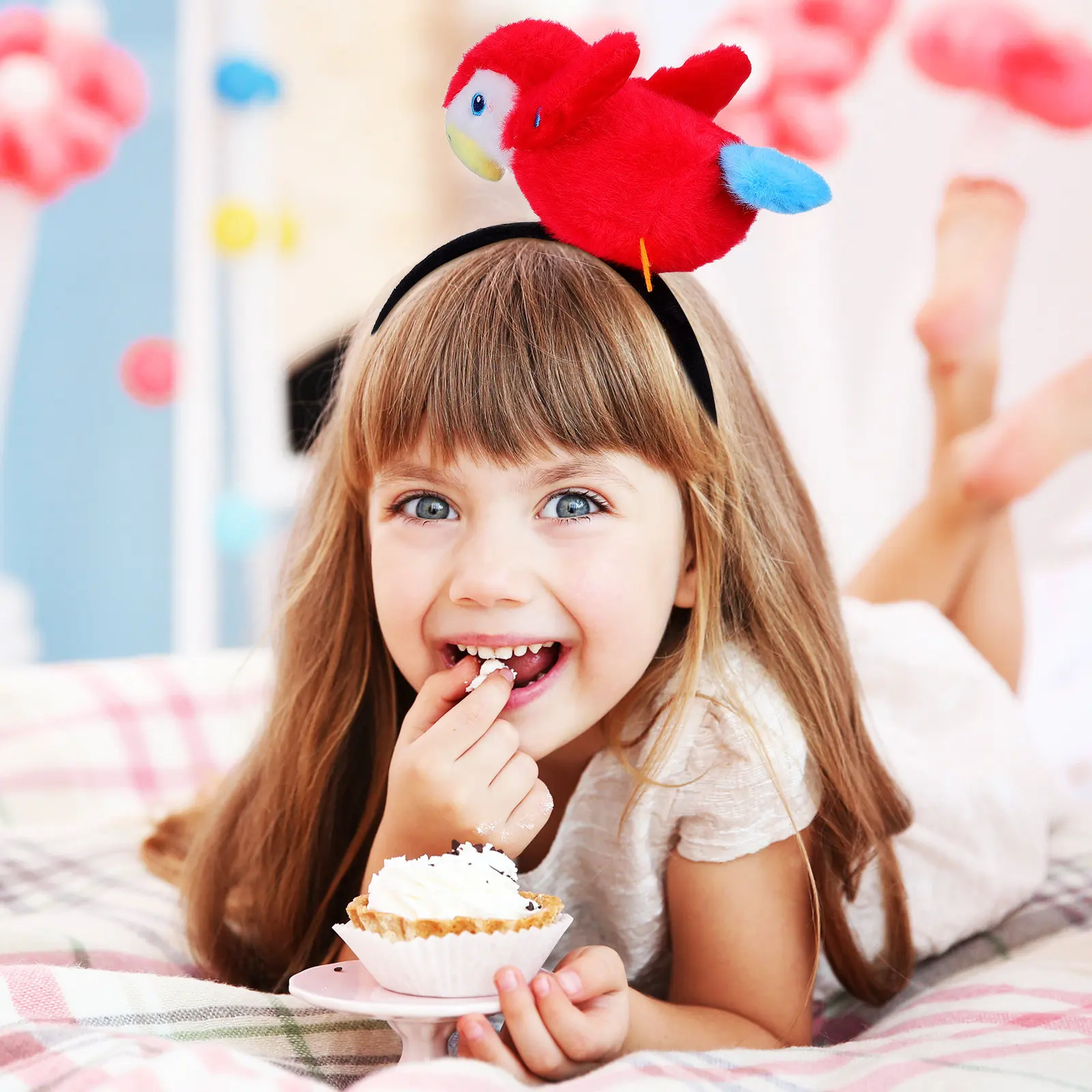 

Забавный ободок для волос в виде попугая, мультяшный зонообразный ободок для вечеринок на Хэллоуин, фестивалей, реквизит для фотосессий, аксессуары, забавный ободок для волос в виде попугая