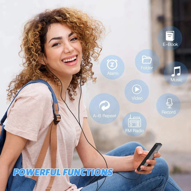 AU67-MP4 MP3 Bluetooth Player Mini Walkman Estudante Tela de 1,8 polegadas 64G Plug Card Reprodutor de música esportiva