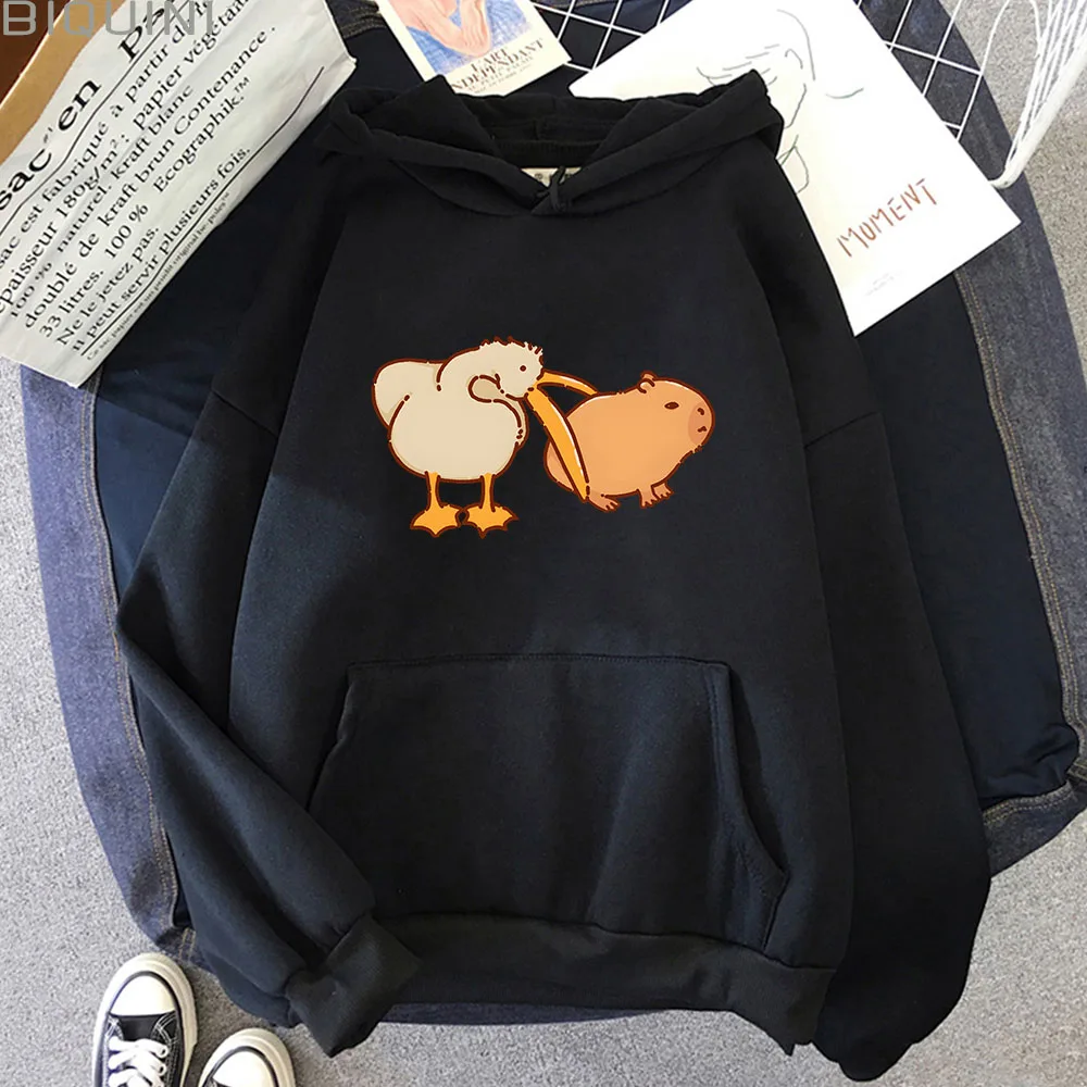 Pelican and Capybara Hoodie Very Cute Sweatshirt Men Long Sleeves Tops Women Clothing Y2k Clothes Haikyuu Pullover Kawaii Casual