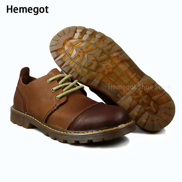 Brown Low Top Lace-Up Casual Leather Shoes for Men Black Leather Round Toe Low Top Thick Sole Big Head British Business Shoes