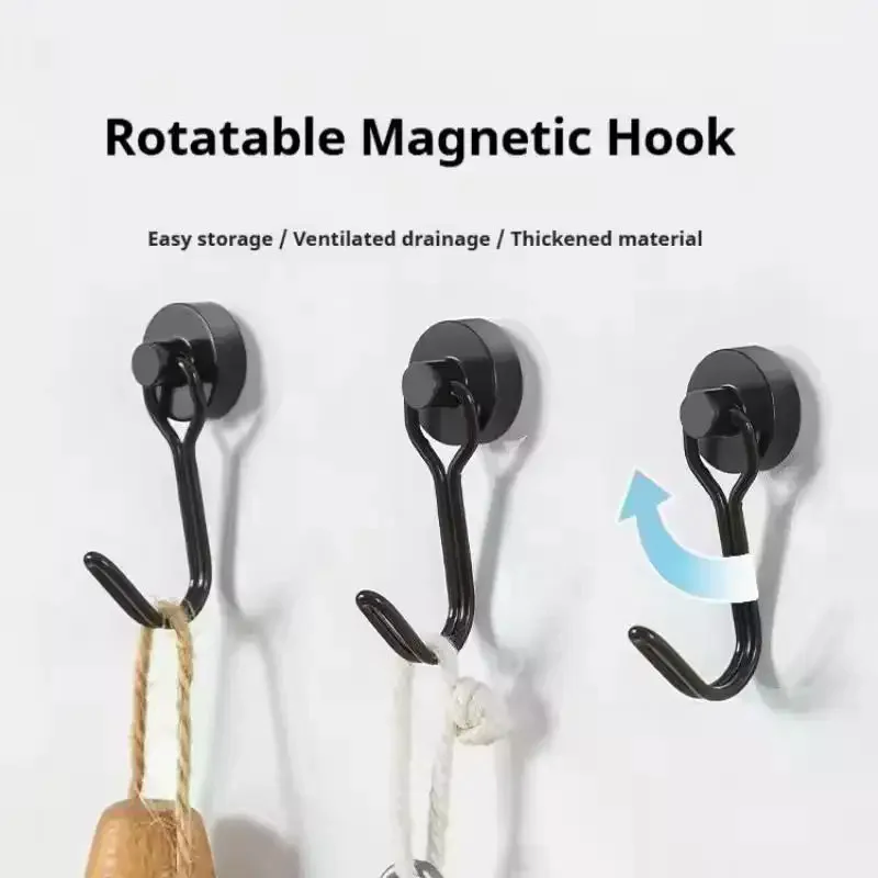 8Pcs Magnetic Hooks Heavy Duty Magnetic Swivel Hooks 360° Rotating No Drill Hangers For Refrigerator Grill Locker