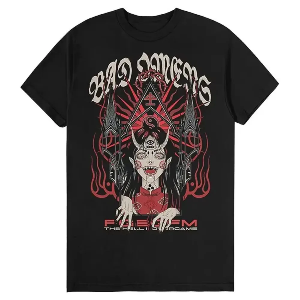 Bad Omens Band Metal Core Rock American Retro Casual Loose Print Men's and Women's Cotton Short-sleeved T-shirt Summer T Shirt