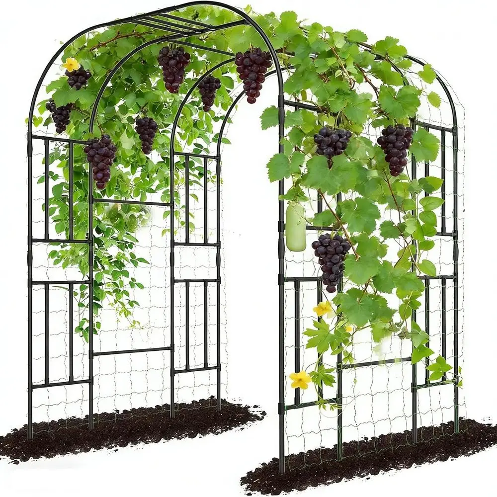 87 Inch Tall Metal Garden Arch Trellis for Climbing Plants, Outdoor Yard Garden Archway Support